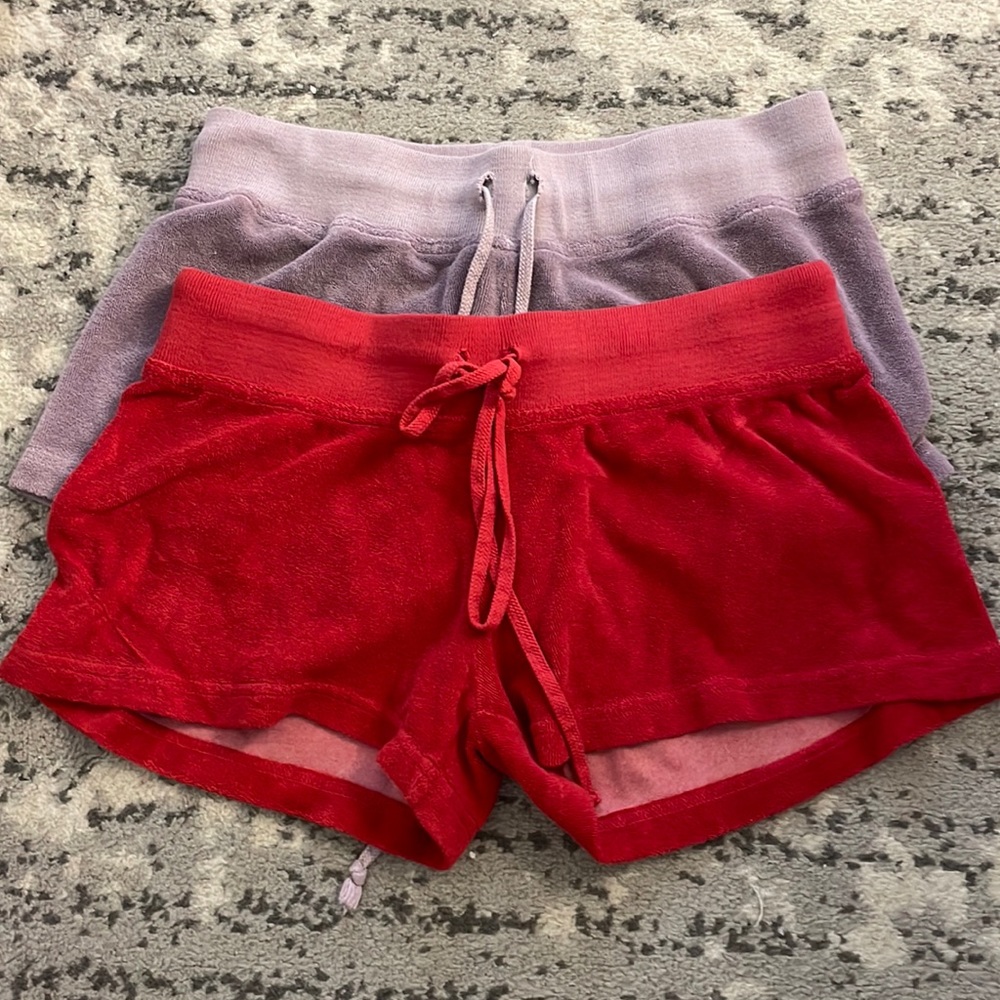 Purple and red hard tail shorts size L